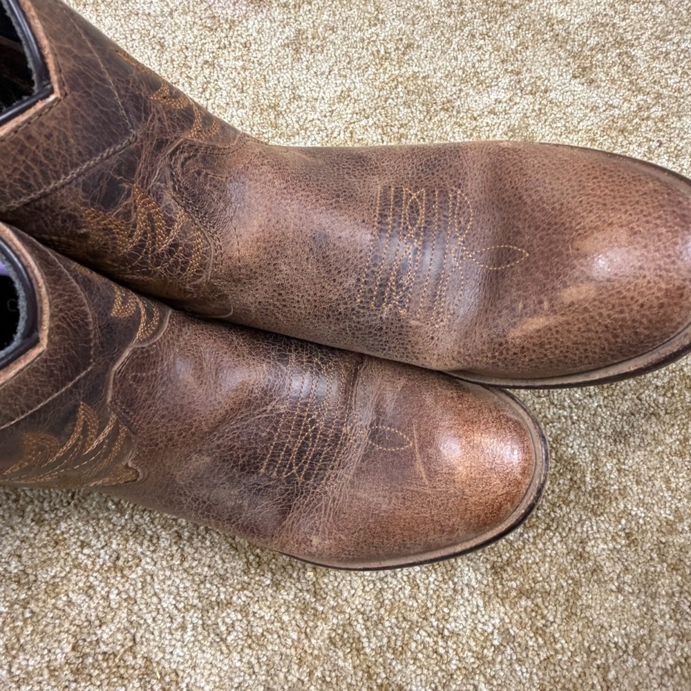 Dingo Leather Western Cowboy Boots Women’s 9 Brown Distressed Embroidered - Picture 3 of 15